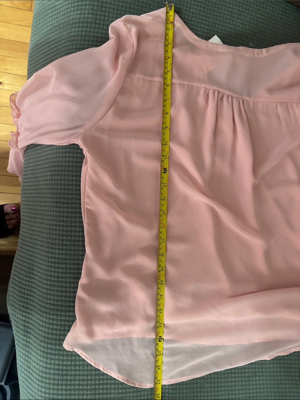 NWT Marled Blush Pink V-Neck Ruffled Sleeve Blouse - Picture 10 of 10